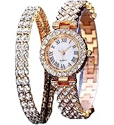 POPETPOP Women Watch and Bracelet Set- Girls Elegant Stainless Steel Strap Wrist Watches, Quartz ...
