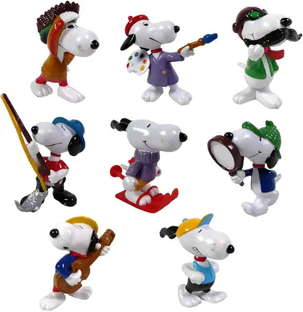 Lote de 8 Figuritas Snoopy 6cm - Colección de Personajes Variados