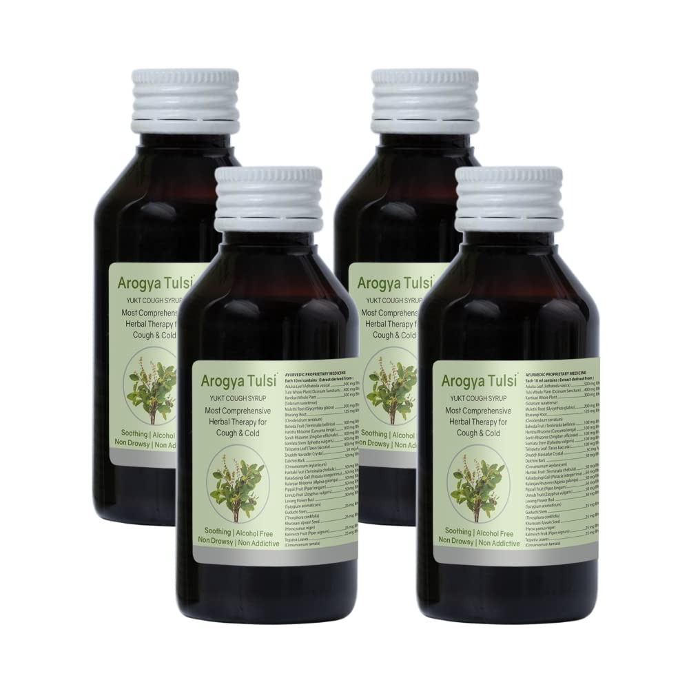 Arogya Tulsi Cough Syrup 100 ml (Pack of 4) | Ayurvedic Syrup | Alchohol Free | Non Drowsy | Non Addictive (100 ml - Pack of 4) (B0BF9BSJ8Y) Amazon Price History, Amazon Price Tracker