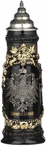 Cerveza alemana Stein grande negro Alemana águila de peltre Stein jarra de 1 litro,...