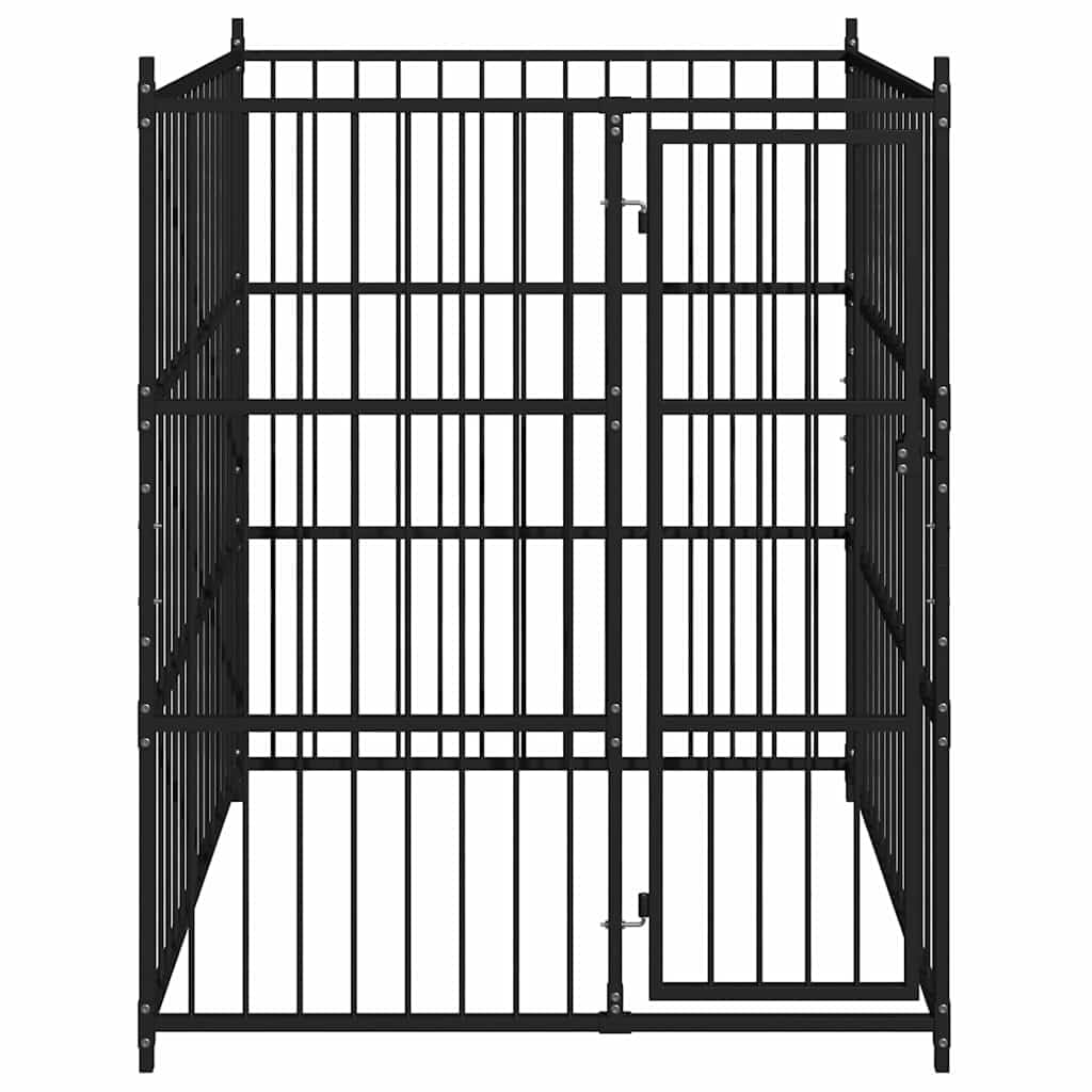 Canile da Esterno in Acciaio Nero 150x150x185 cm