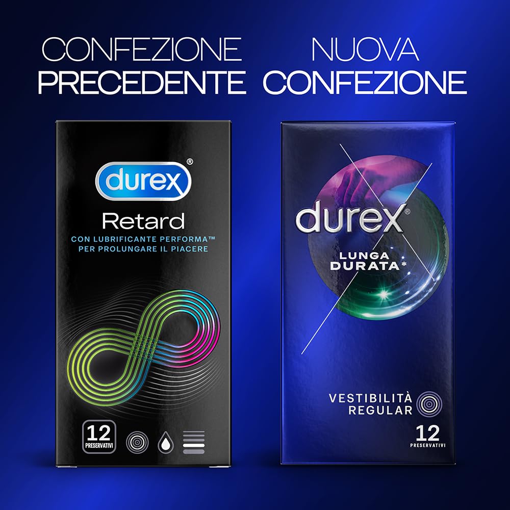 Durex Preservativi Lunga Durata, Preservativi Ritardanti per Lui, 100 preservativi, 10 Confezioni da 10 Profilattici