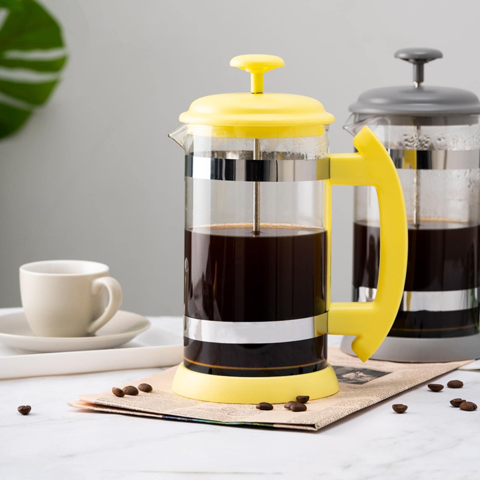 Caffettiera in Vetro Borosilicato Resistente al Calore, Giallo
