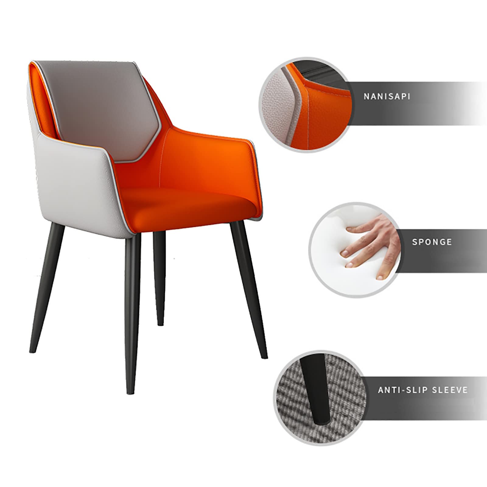Sedia da pranzo moderna in pelle italiana, comoda ed elegante, per casa, ristorante, hotel o scrivania per unghie (colore: nero)