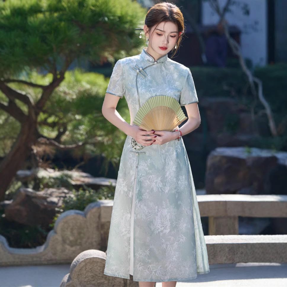 Robe Cheongsam légère doublée opaque pour silhouette affinée au printemps