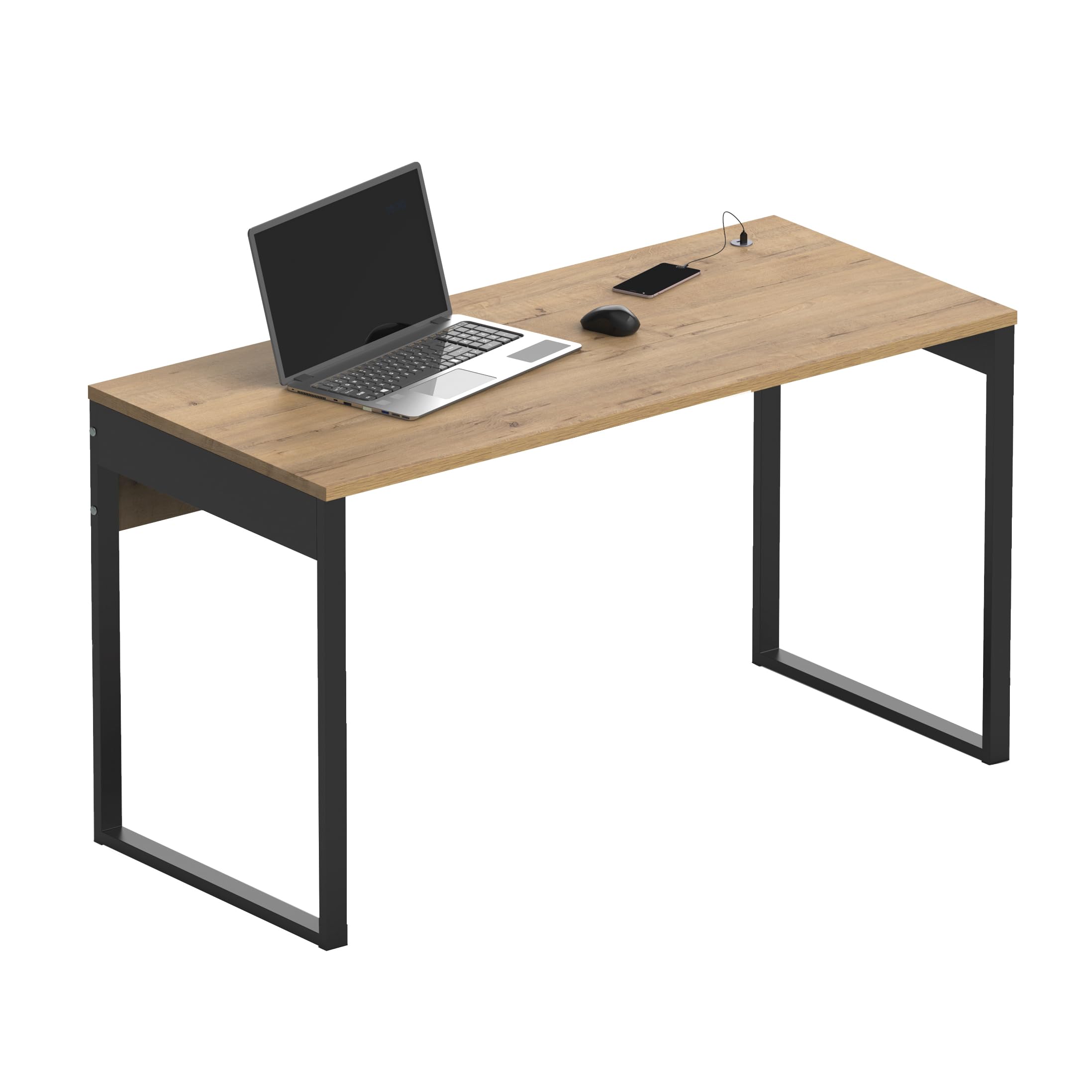 MUEBLES PITARCH | Mesa Despacho, Oficina con Pata Metálica, Escritorio, Mesa de Ordenador o Estudio, Roble Gold, 76x135x60cm (Alto x Ancho x Fondo) Moderna Modelo Nexus