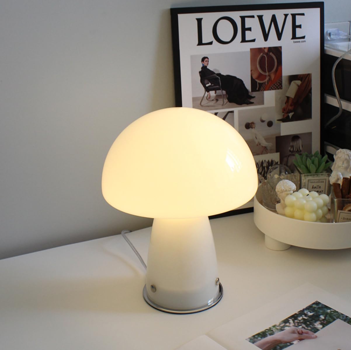 Pilz Tischlampe Hochzeit Nachttischlampe Europäischer Stil Glas Nachtlicht Bauhaus Dekorative Tischleuchte für Schlafzimmer, Wohnzimmer, Hochzeitsgeschenk