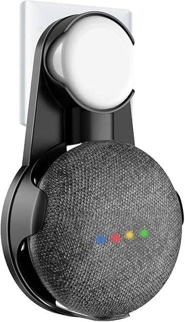 SPORTLINK Wall Mount for Google Home Mini, Nest Mini 2nd gen - Compact Wall Stand Holder in Kitchen Bathroom Bedroom, Hides the Google Home Nest Mini Cord (Black)