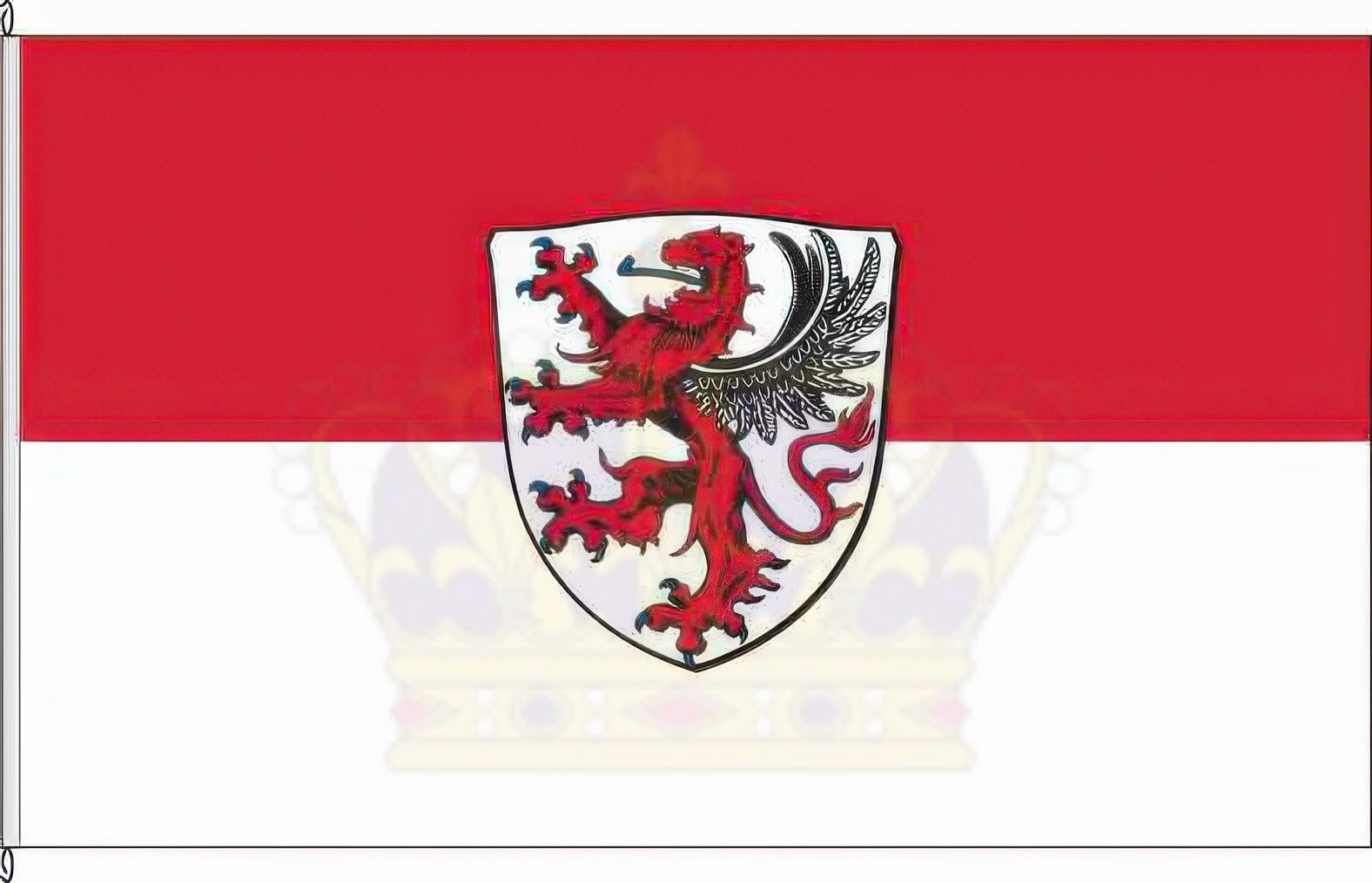 Zertifizierte Flagge Fahne Gießen - GI 150 x 400cm - Hochformatflagge doppelt gesäumt mit Karabinerhaken aus deutscher Flaggen-Manufaktur