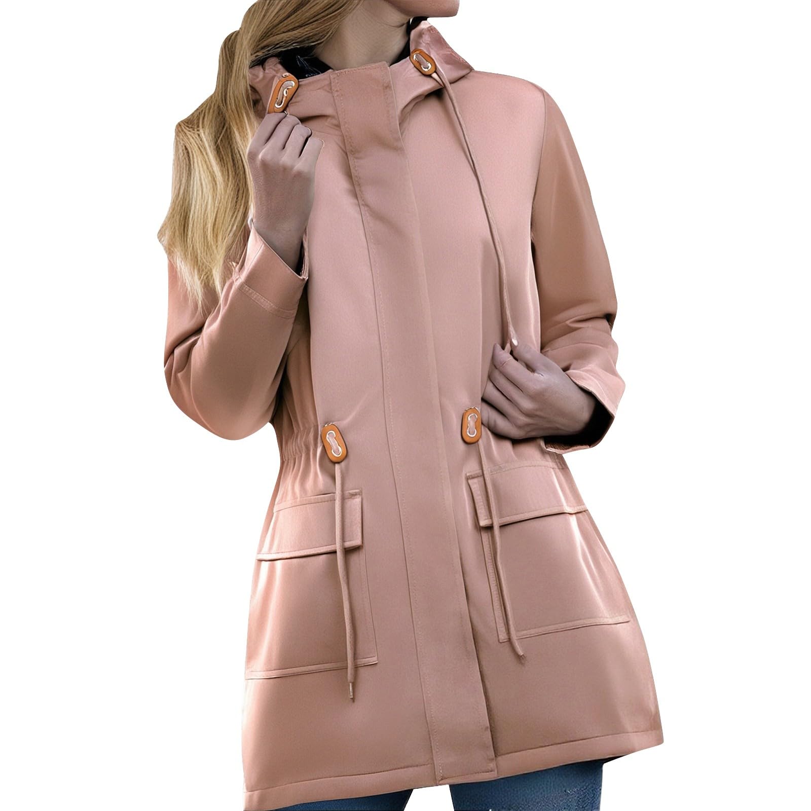 Giacca Antipioggia Da Donna, Taglie Forti, Lunga, Leggera, Antivento, Con Tute Eleganti Trekking Donna Invernale Impermeabile Cappuccio Trasparente Completo Moto Softshell Womens Rain