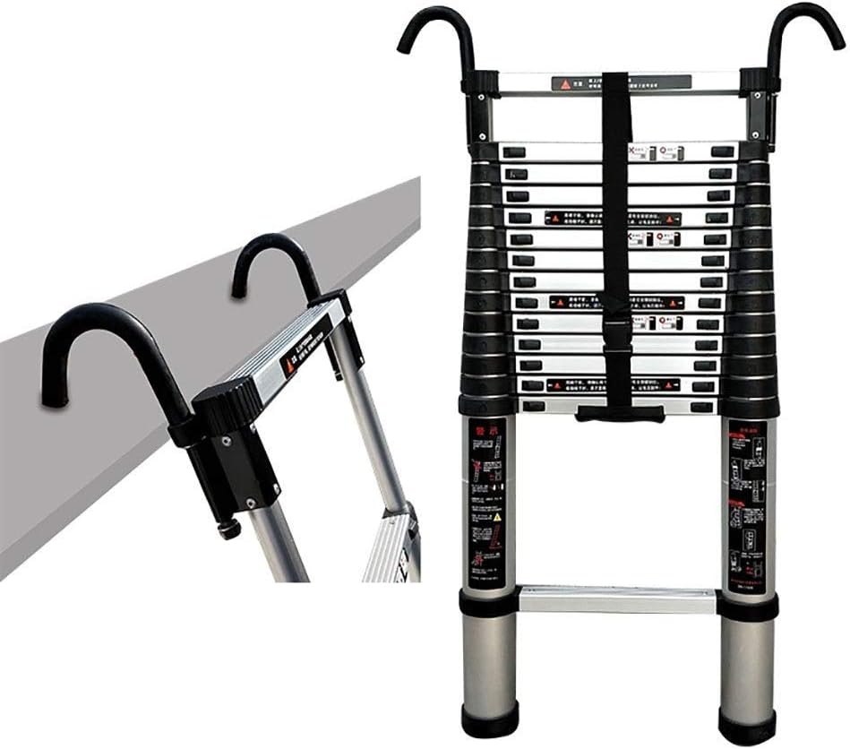 Metal Ladder，Telescopic Ladder,with Detachable Hook (10 Cm), Aluminum Alloy Folding Telescoping Loft Extension Ladder (Load Capacity 330Lbs),1.4M/4.5Ft,1.4M/4.5Ft