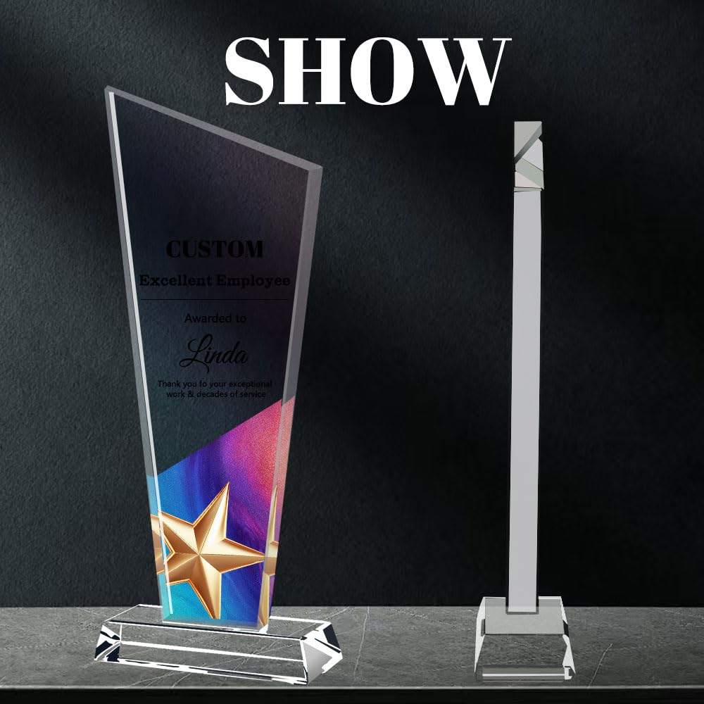 Trophée en Cristal Personnalisé | Plaque sur Mesure avec Logo/Photo/Texte | pour Événements d'entreprise, Sports et Reconnaissance Employé - 5