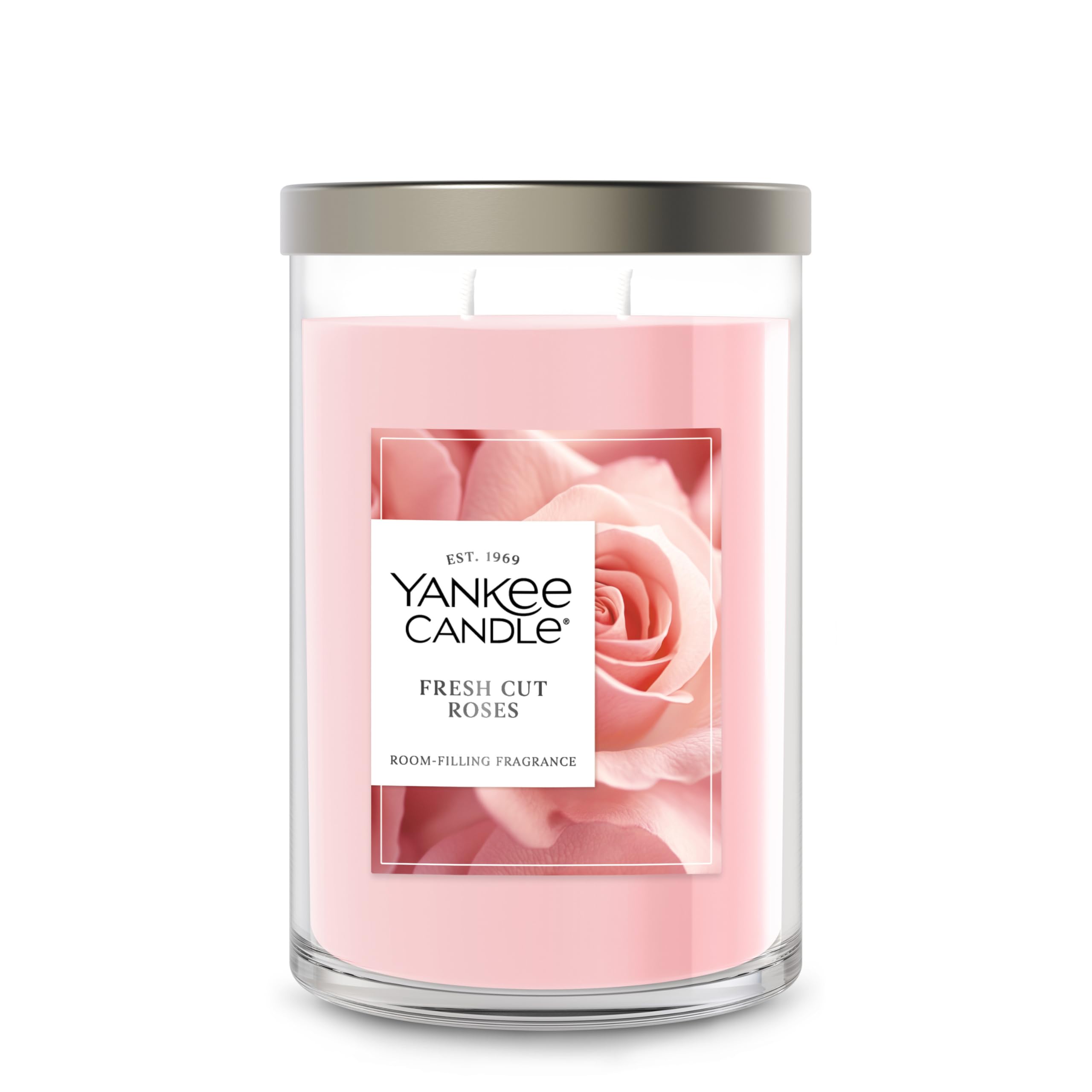 Yankee Candle Large Tumbler Scented Candle with up to 80 Hour Burn Time, Premium Plant Wax Blend for Consistent Burn, 20 oz Tumbler Candle with Room Filling Fragrance, Fresh Cut Roses