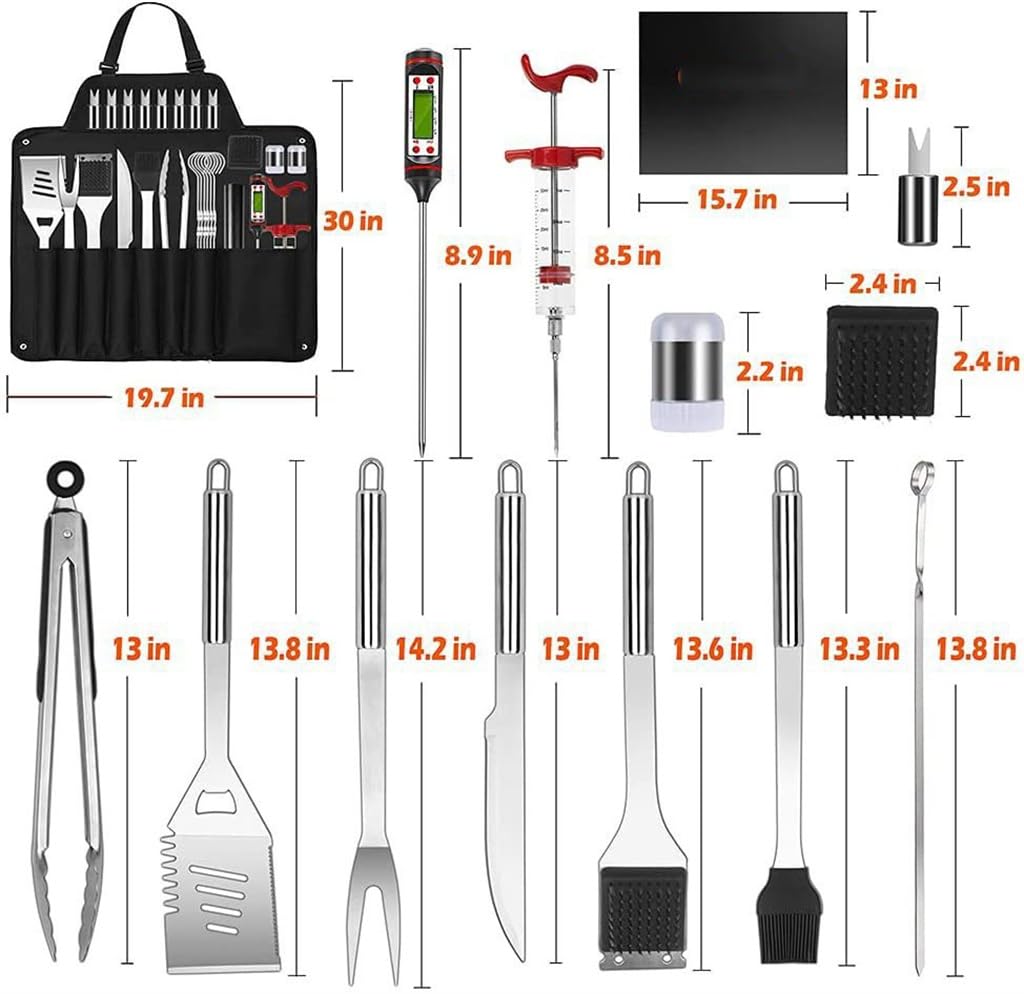 27 Piece Apron Grill Set Apron Storage Bag Barbecue Tool Set