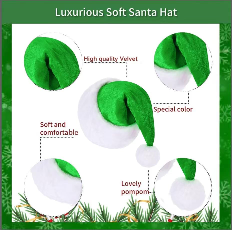 Santa Hat, Christmas Hat for Unisex Adults Deluxe Velvet Touch for Christmas New Year Festive Holiday Party Favors - Image 3