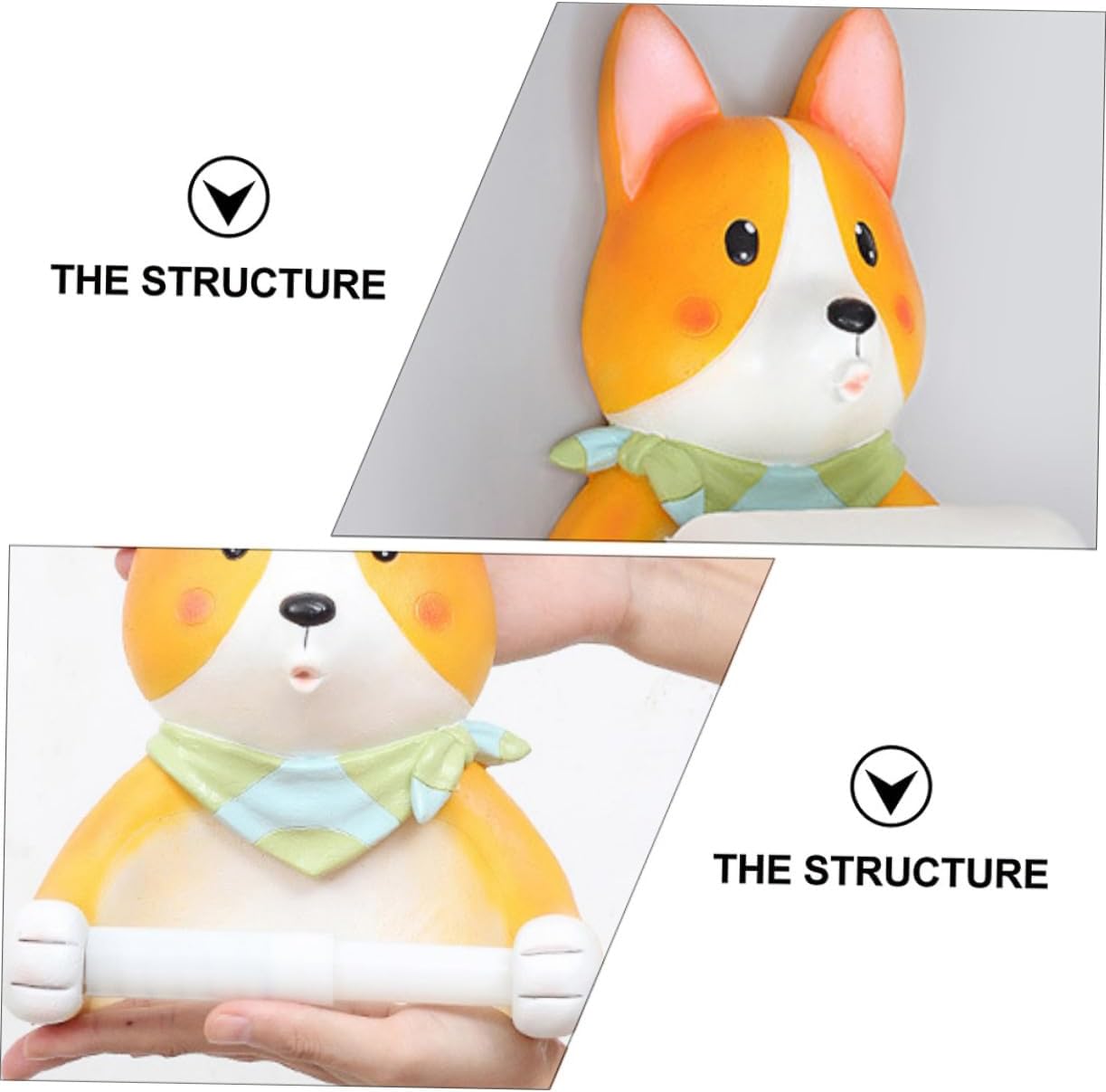 Corgi Design Hanging Tissue Rack Toilet Paper Holder Wall Mount Bathroom Storage Shelf Cute Cartoon Decoration for Home Bedroom Kitchen Office