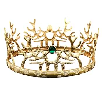 LEEMASING King Crown Medieval Retro Antler Round Crown For Wedding Birthday Pageant Cosplay Party Halloween (Black With Champagne Stone