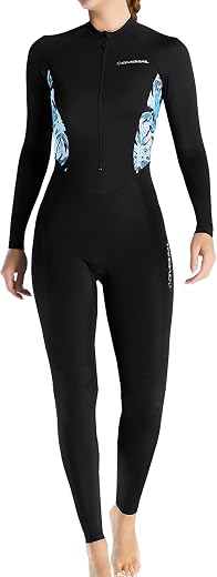 FEOYA Women's One Piece Swimsuit Long Sleeve Full Body Swimwar Rash Guard with Sun Protection
