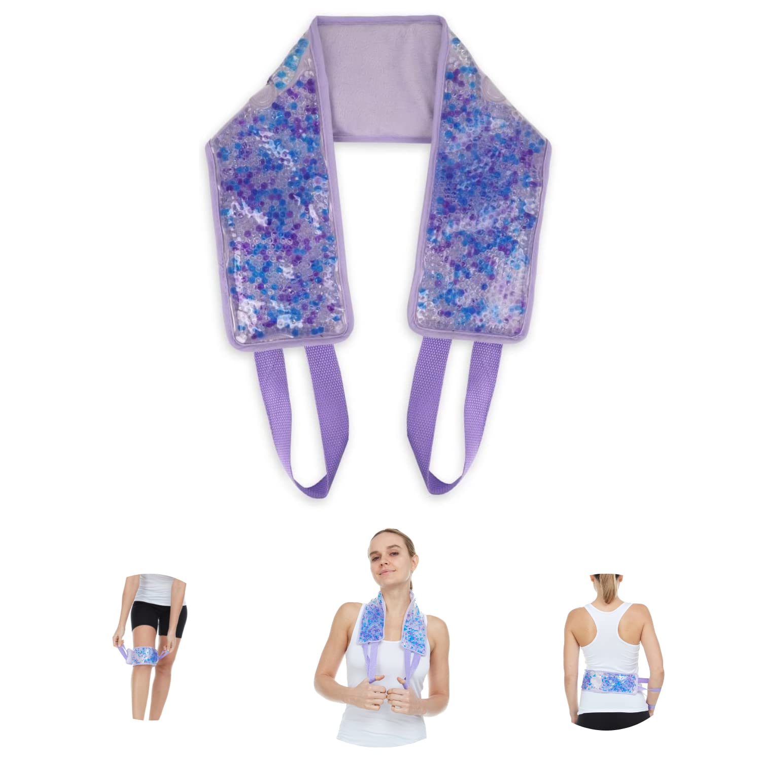 FOMI Premium Hot Cold Gel Bead Ice Pack | Cool Compress for Shoulder, Neck, Lower Back, Stomach, Knee, Elbow | Stiffness, Headaches, Arthritis, Muscle Pain Relief | Flexible Heating Wrap | 25” x 4”