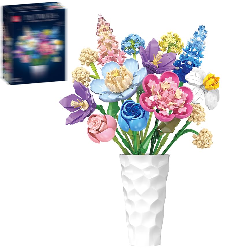 Amazon.com: noziaa Flower Bouquet Building Blocks Set, Artificial