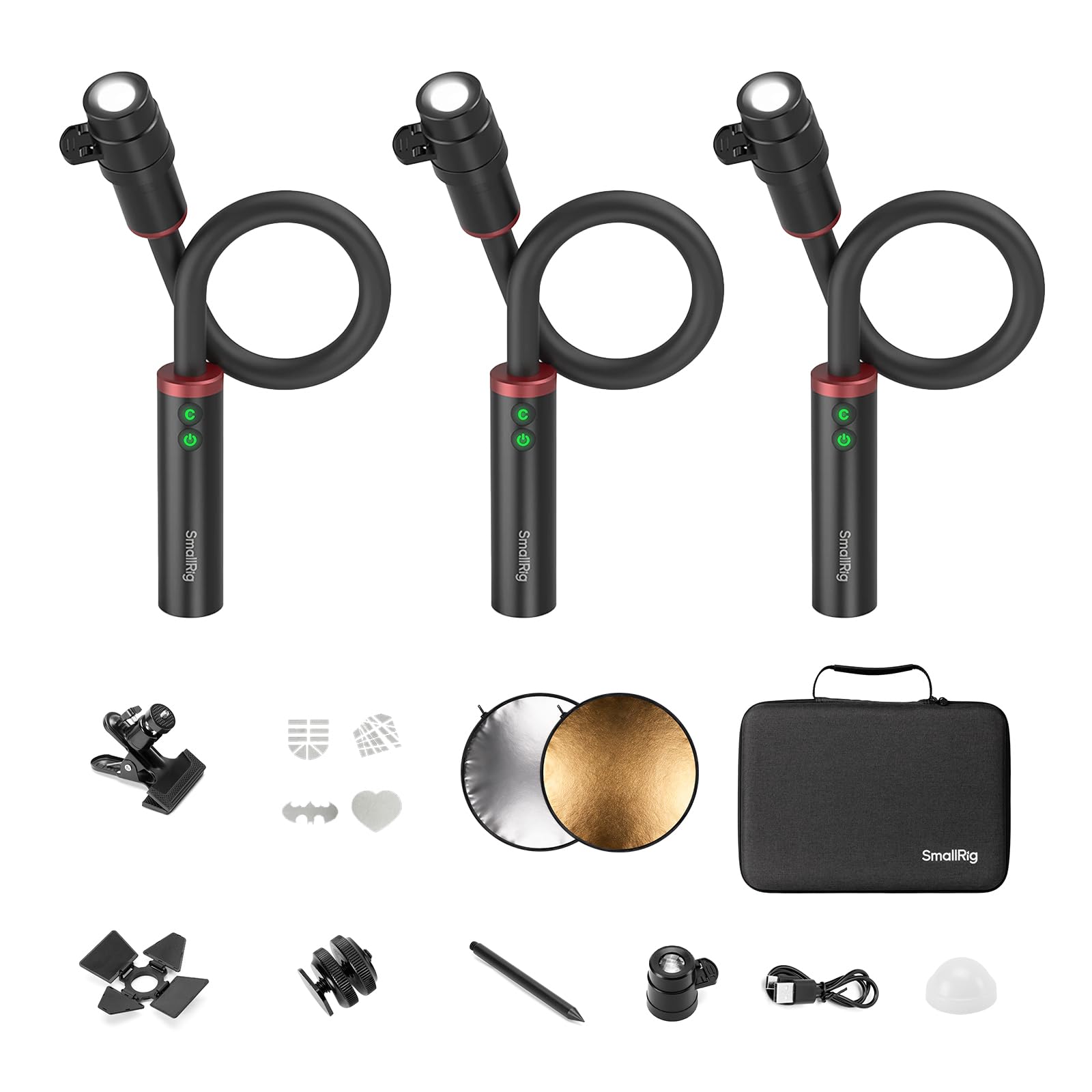 SMALLRIG 3-Pack RM 03 Macro Photography LED Bendy Light, CRI95 5-Color