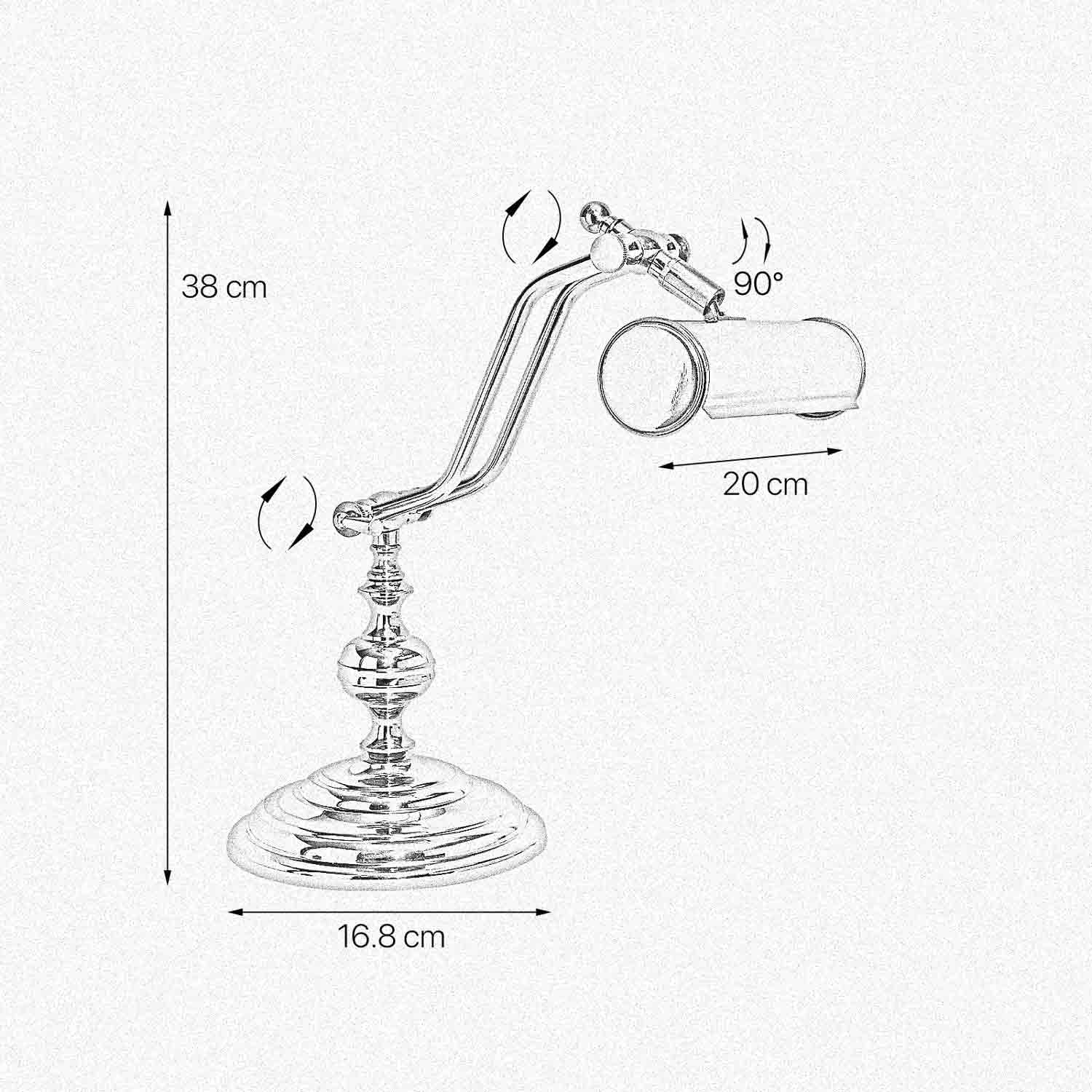 Lampada Banker in ottone massiccio H: 38 cm L: 20 cm regolabile E14 Lampada da scrivania Art Nouveau Lampada da pianoforte ufficio studio