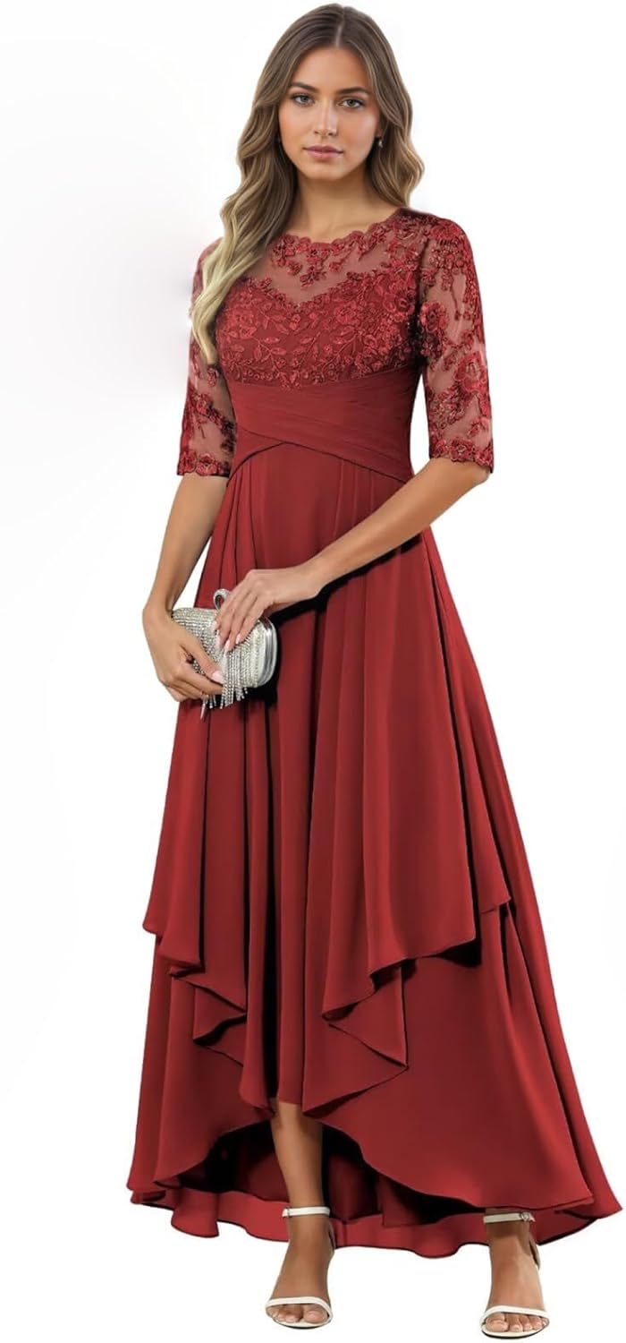 Lace Chiffon Mother of The Bride Dresses for Wedding A Line Formal Evening Gowns