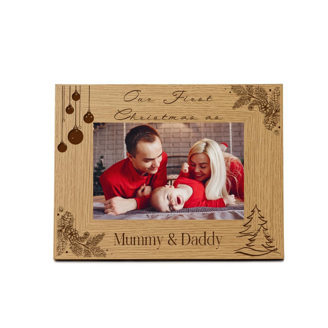 Personalised Photo Frame for Mummy and Daddy, First Christmas, (Brown, 8X10)