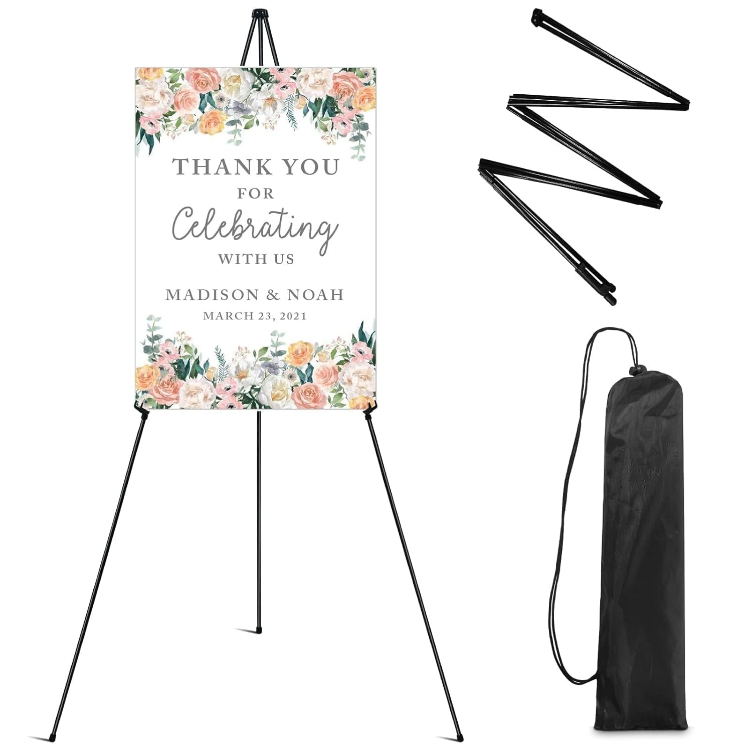 RRFTOK Easel Stand for Sign 63 Instant Lightweight Portable Ground Easel for Wedding Sign and Poster Display Stand