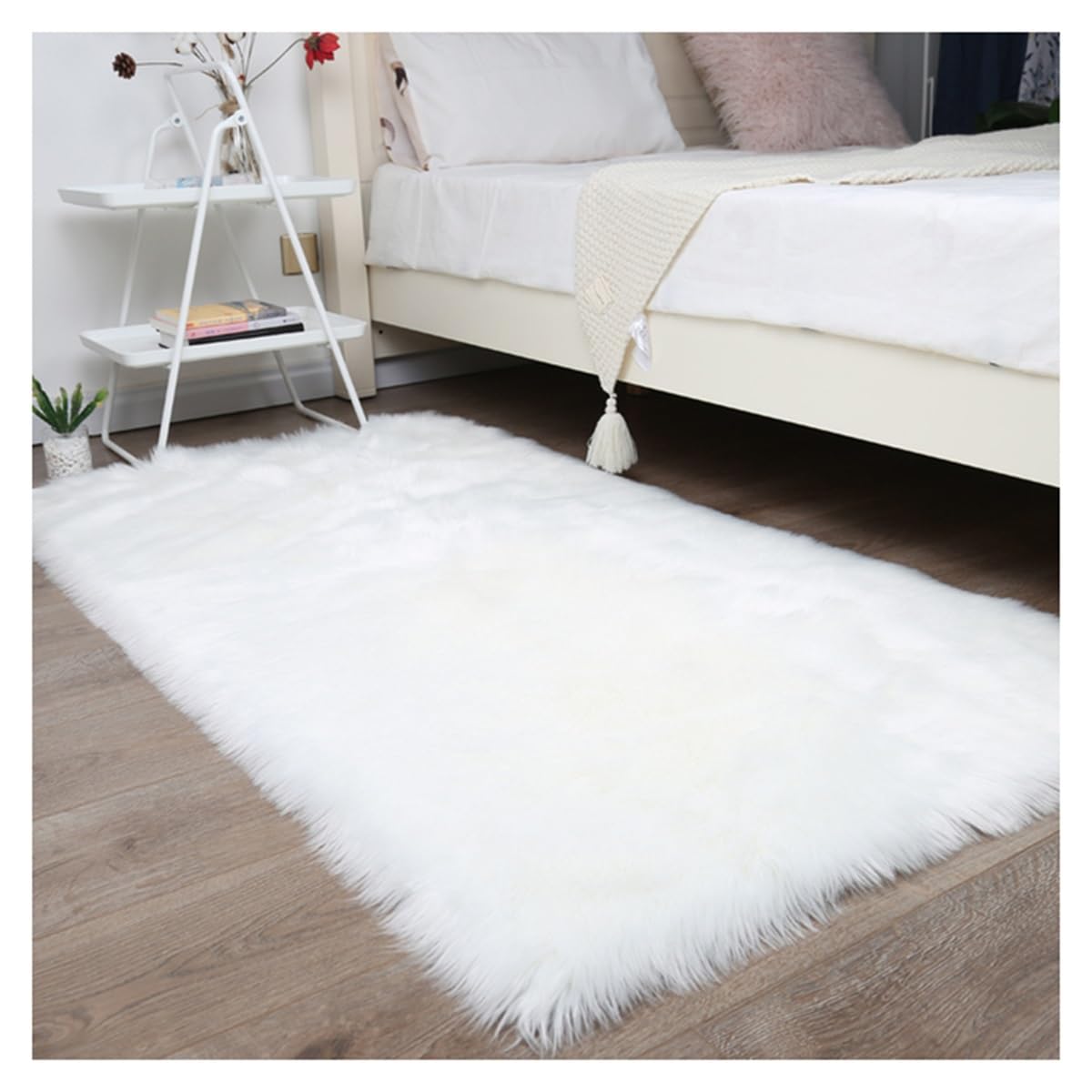 Moquette intérieur moelleux soft blanche 50x50cm pour chambre fille