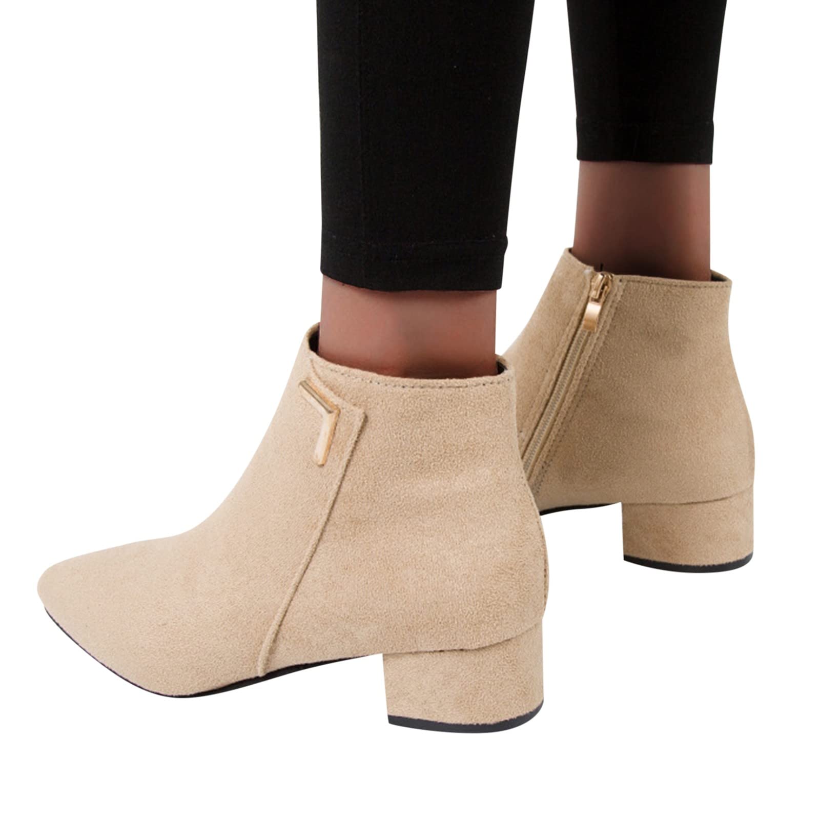Termico retrò tacchi cerniera alta traspirante stivali donna corti scarpe alla moda goffo stivali donna