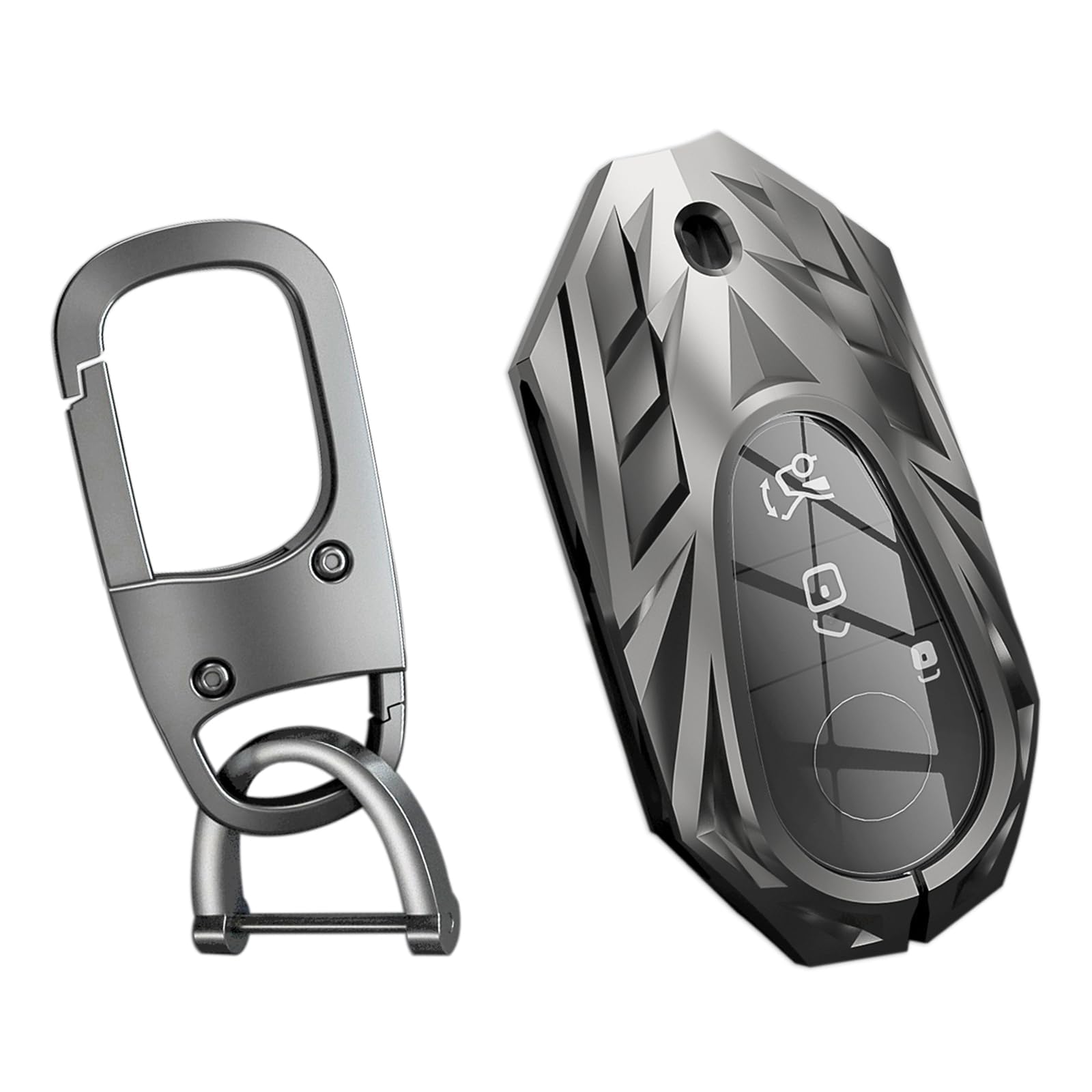 For Mercedes-Benz Key Fob Cover, Azonee Zinc Alloy Car Key Case, Protective Keychain for 2020-2023 S-Class C-Class E-Class G-Class, Smart Keyless Remote Accessories (Grey)