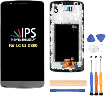 Compatible with LG G3 D850 LCD Display Screen Replacement,for LG G3 D850 D851 D855 VS985 LS990 Display LCD Panel Repair Parts Kit,with Tools + Black with Frame
