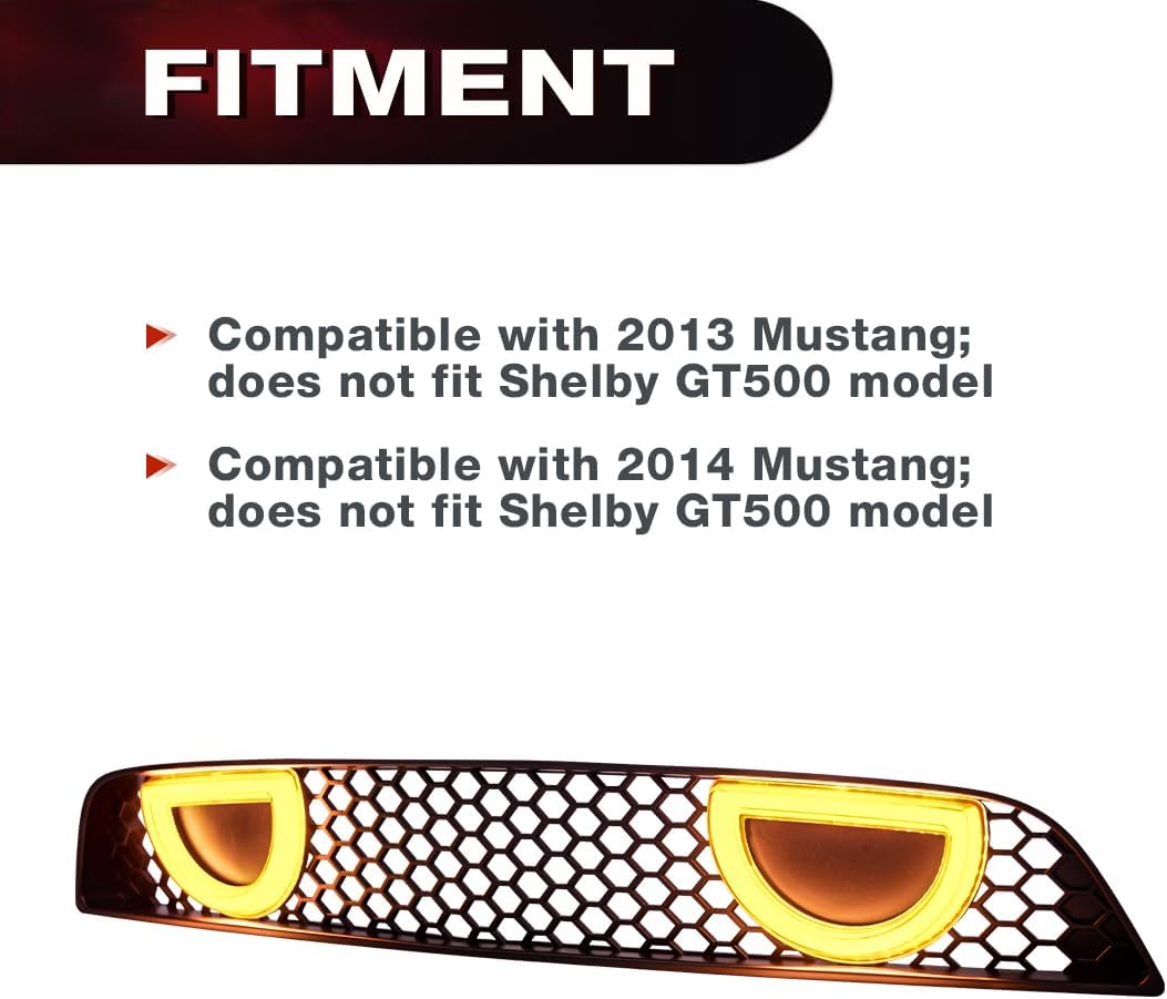 EOMD Mach 1 Front Bumper Grille Compatible with 2013-2014 Mustang W/DRL and Turn Signal Lights, Not fit Shelby/ GT500