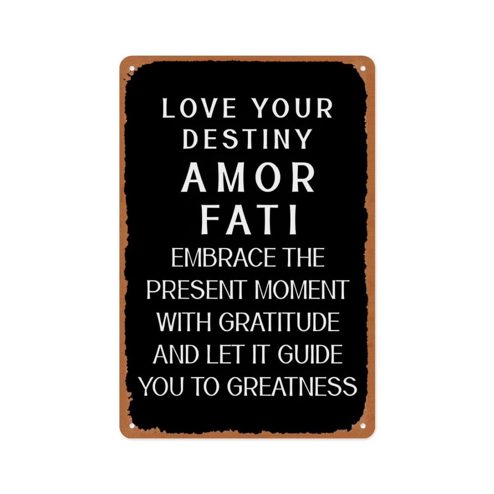 peiyeety Amor Fati Stoic Motivation Poster 8x12 Inch Vintage Metal Sign Home Man Cave Art, Inspirational Decorative Signage For Classroom Or Home