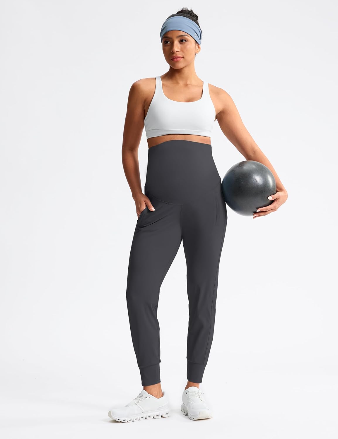 Mama Land Maternity Joggers with Pockets Over The Belly Buttery Soft Pregnancy Pants for Yoga & Activewear - Image 6