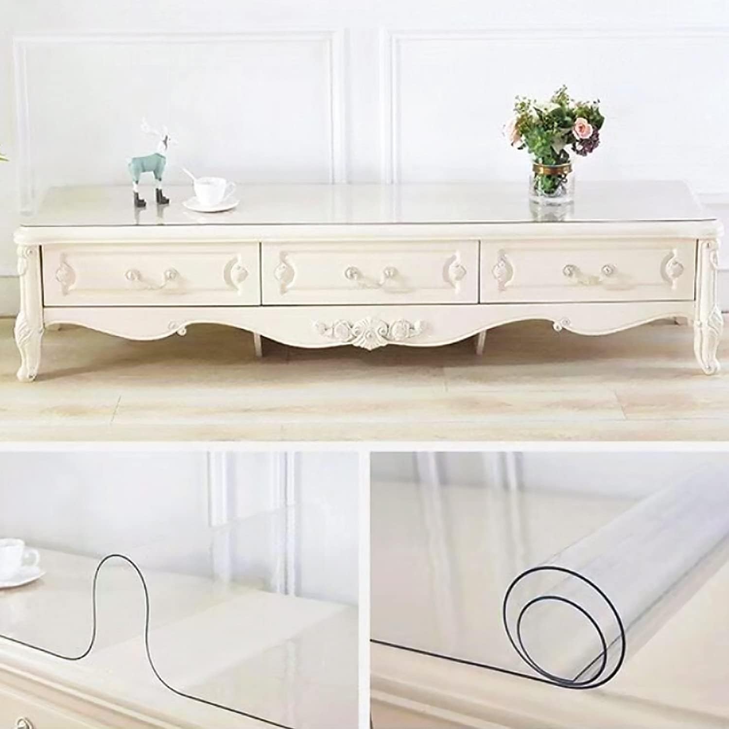 SHAARI Copertura Protettiva Trasparente In PVC per Scrivania, Tovaglietta Lunga Spessa 2,0 Mm, Impermeabile E Antipolvere, Adatta per Mobili TV (40x130cm)