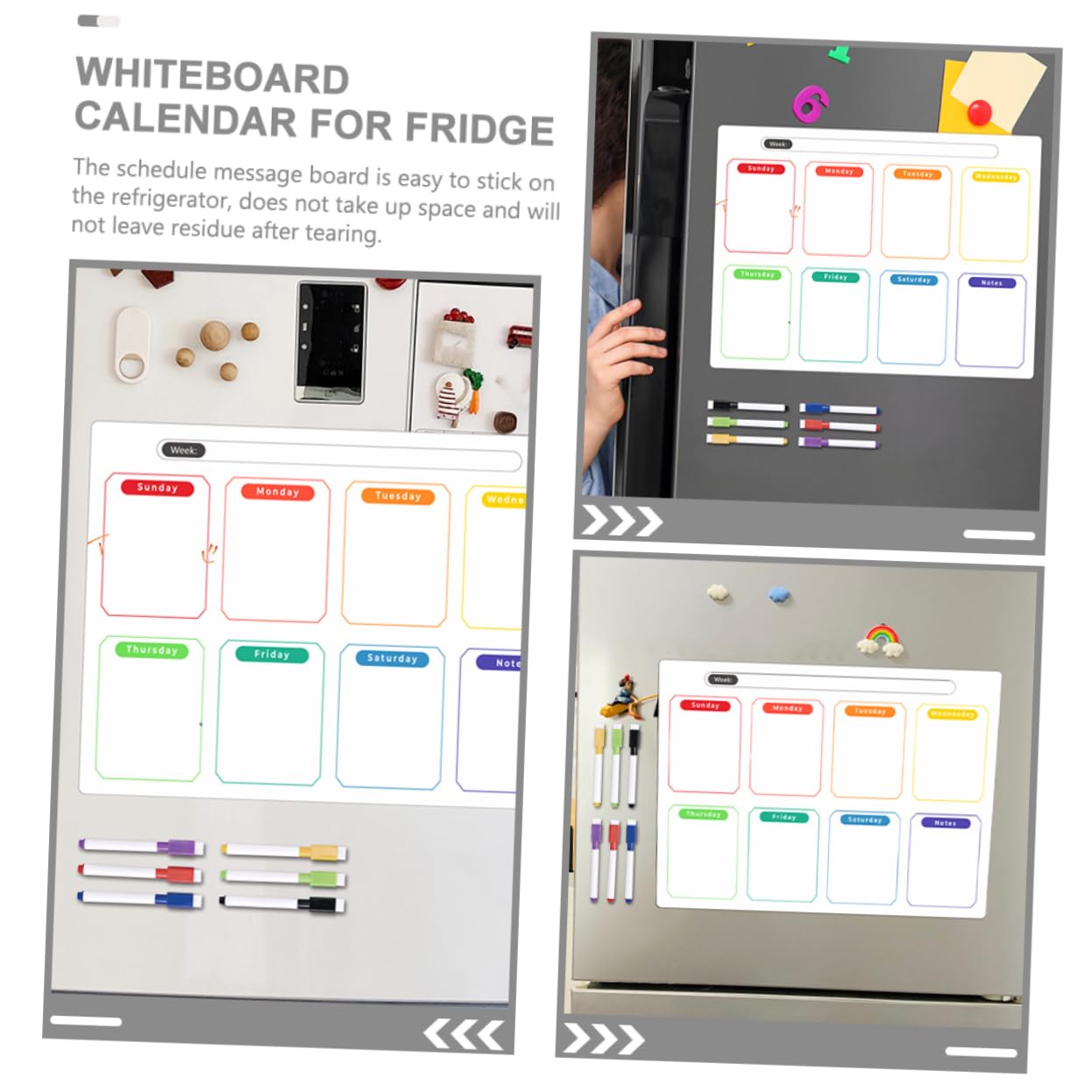 4juegos Tablero Magnético Erasable Para Planificación y Mensual Pizarra De Escritorio y Nevera Incluye Marcadores y Accesorios Para Organización Casa y Oficina