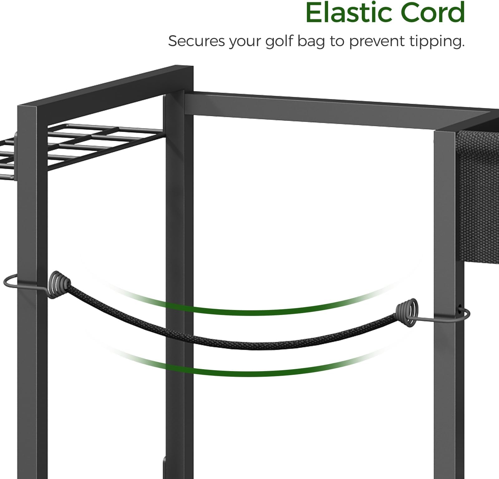 Golf Storage Organizer for Garage, Golf Bag Stand for Single Golf Bag and Equipment Accessories, Freestanding Golf Club Holder for Garage, Shed, Home, Basement