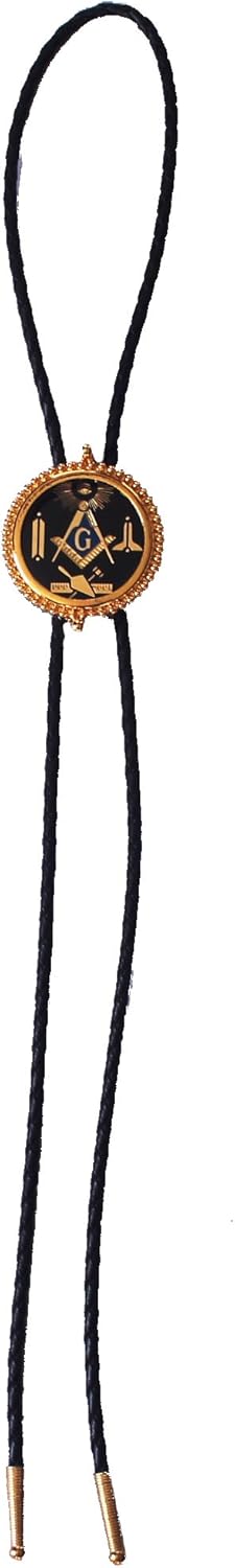 GENUINE TEXAS BRAND Black Working Tools Square and Compasses Masonic Bolo Tie