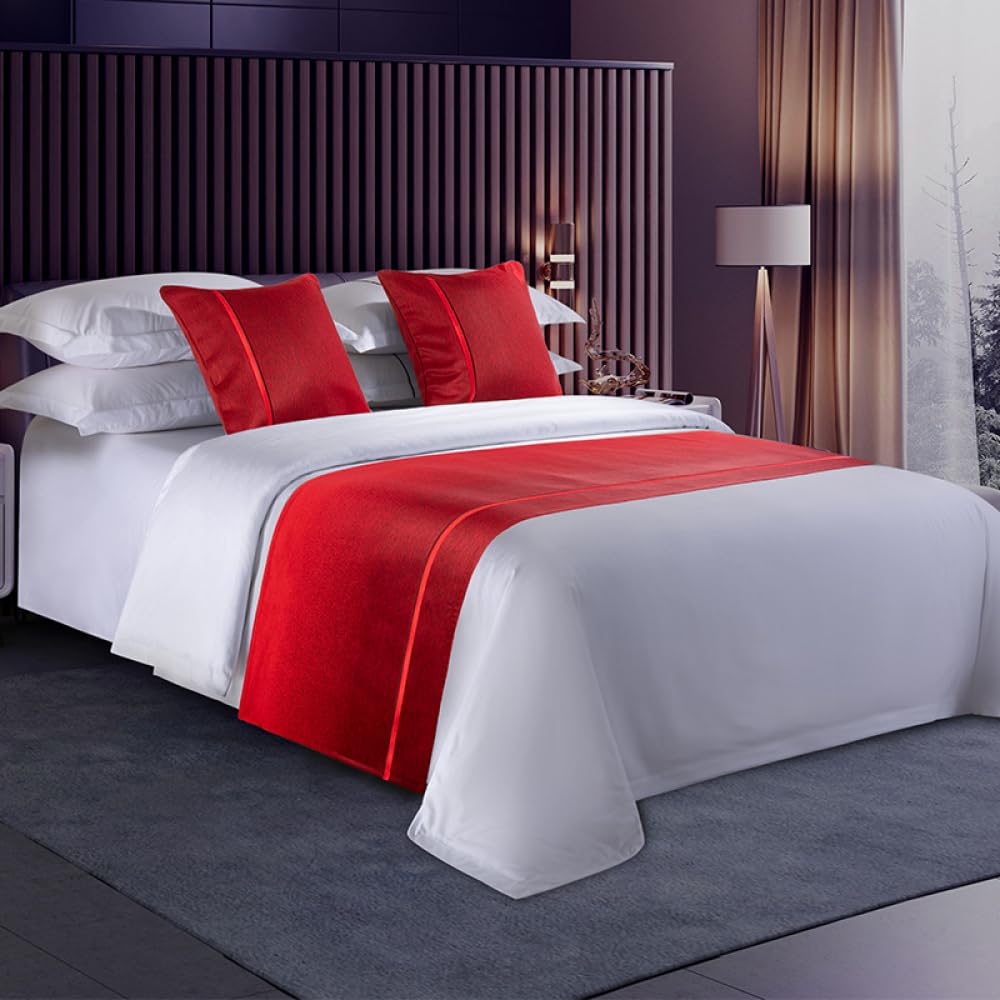 Janmeyo Red Bed Runner Bed Runners Scarves Modern Simple Bed Throws Fashion Bedding Scarf Protection Single Double King Size Bed End Towel For Bedroom Home Decoration-||Pillowcase*1 50X50cm