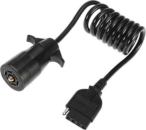 X AUTOHAUX 5 pies de longitud completa 7 vías redondas a 5 vías Pin plano remolque alambre en espiral conector conector adaptador enchufe