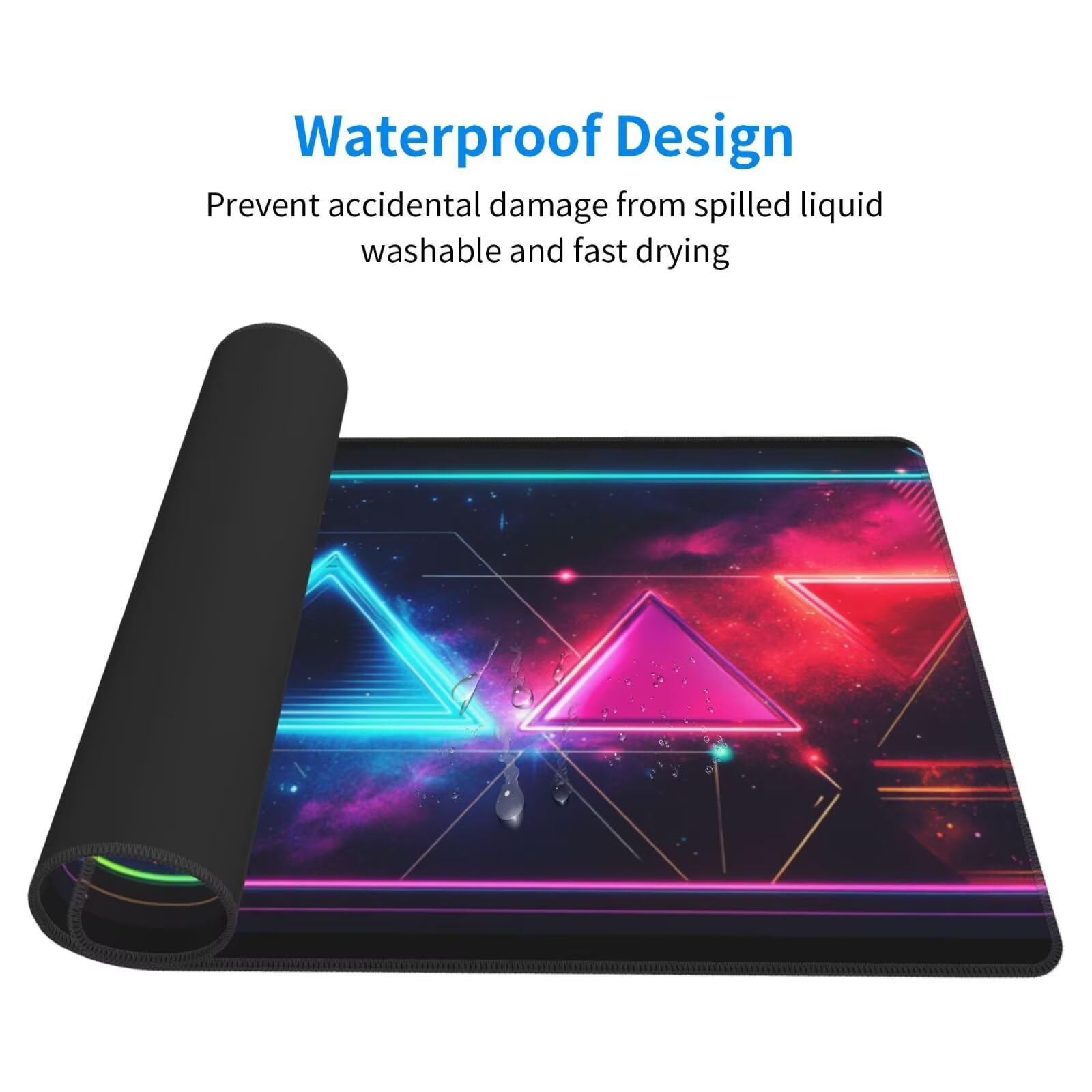 Tapis de Souris Gamer XXL, Triangle de Couleurs 1000x500mm Tapis Souris Gaming Grand, Mouse Pad Base Antidérapante Tapis de Souris à Bords Cousus, Améliore précision et la Vitesse, pour Bureau L-2484