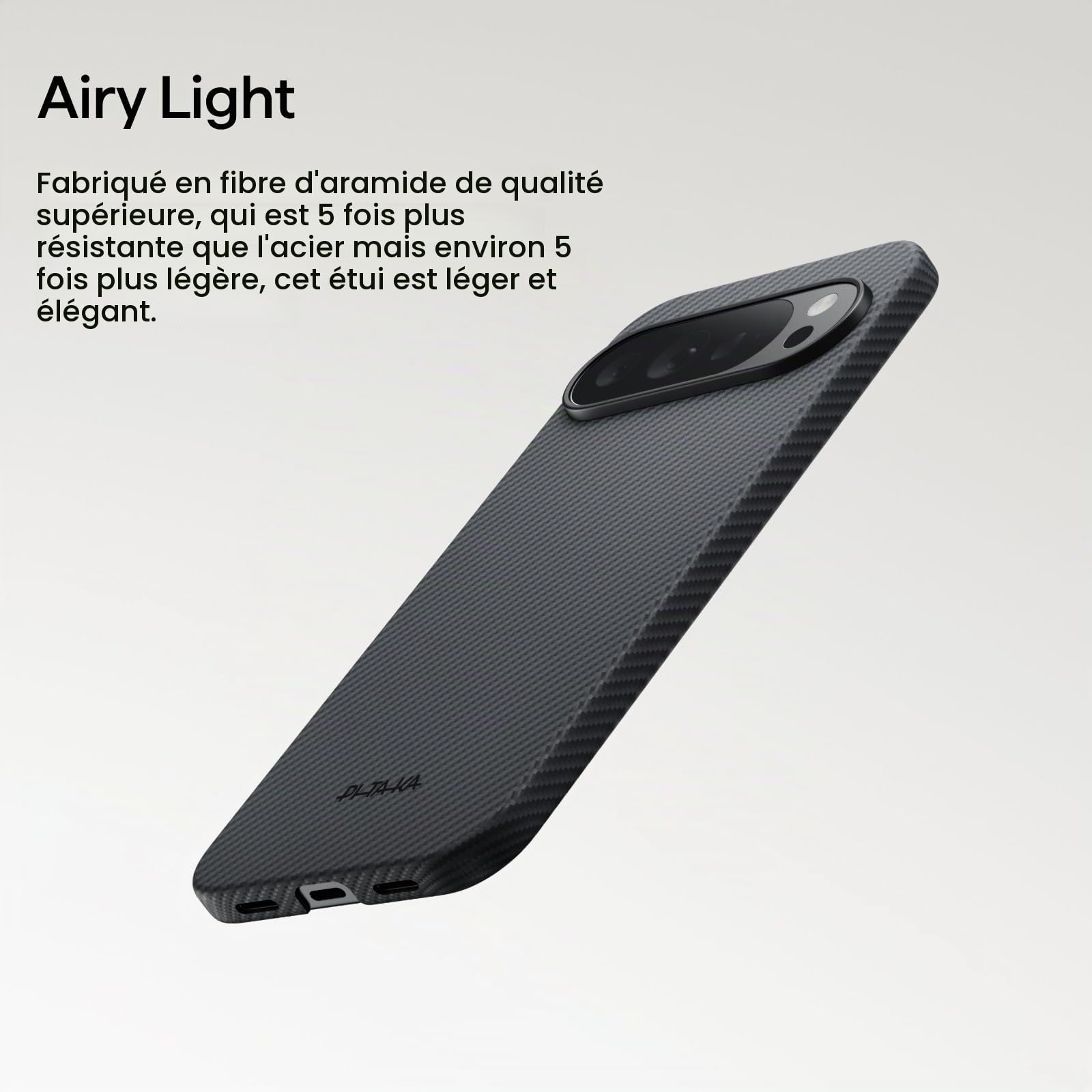 pitaka Coque pour Google Pixel 10 Pro XL 6,8", sensation sans étui, noir/gris