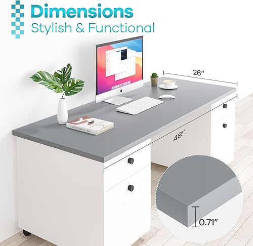 Miniatura 283 de Kaboon Mesa universal de 45.67 x 23.62 pulgadas, escritorio sólido de una pieza, encimera de melamina reversible, escritorios dobles, escritorio en