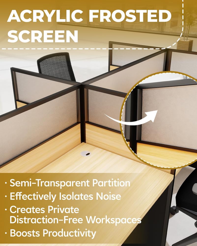 Scrivania da Ufficio con Divisorio Privacy E Gestione Cavi per Smart Working E Studio