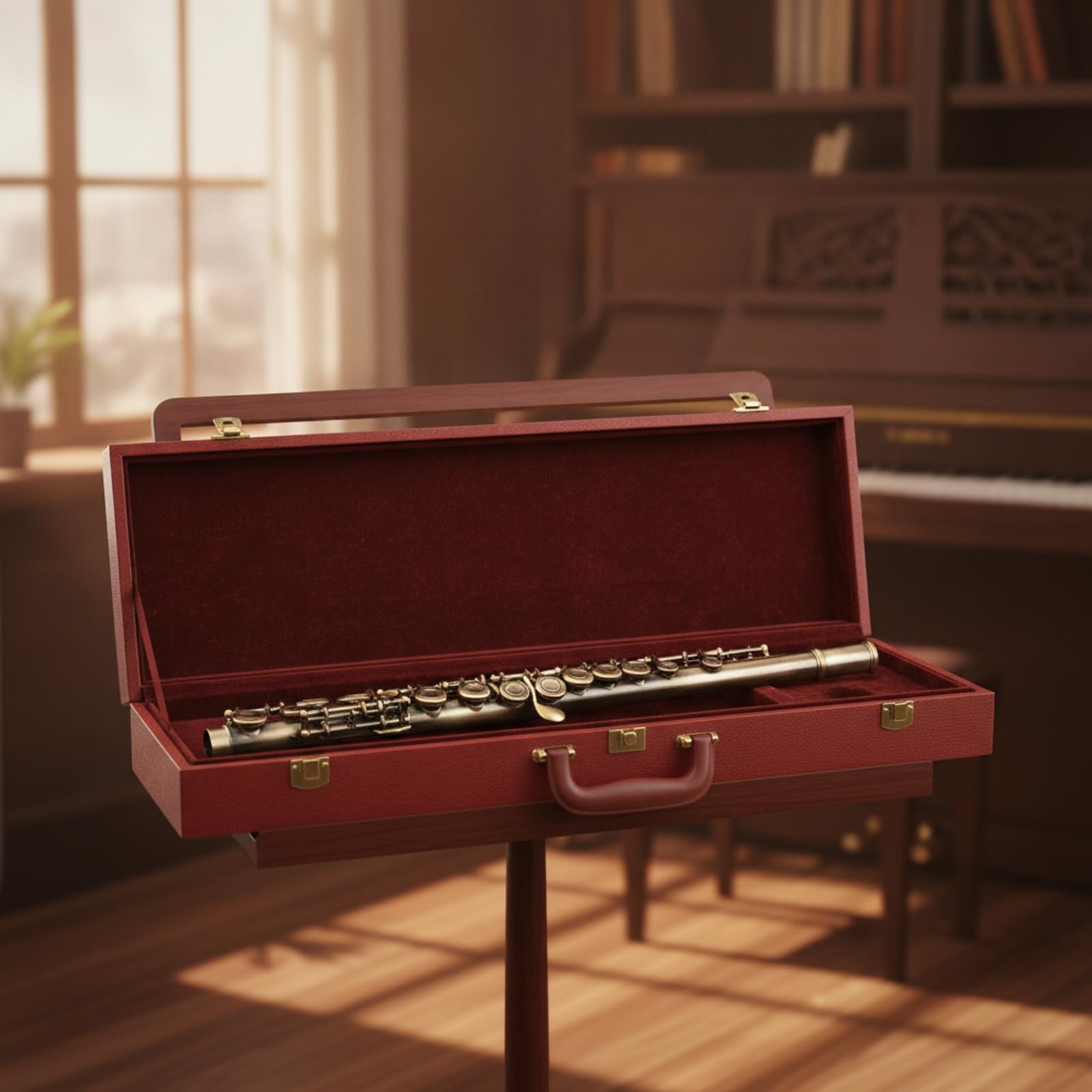 Flauto Traverso Flute Traverso Flauto a Fiato Strumento a Fiato con Testata Dritta Controllo Respiro Costante Corpo Cilindrico in Ottone Finitura