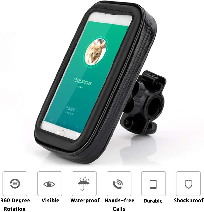 FLy Waterproof Universal Bike Motorcycle Mount Holder Case with Sensitive Touch Screen for iPhone X iPhone 8/7/SE/6S/6 Up to 5.2 Inches