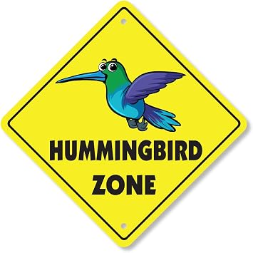 Hummingbird Plastic Crossing Sign - 12 Inch X 12 Inch Xing Sign Gift Bird Nature Wildlife Garden Flight Cute Decor Outdoors Small Petal Feeder Fast