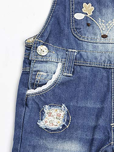 KIDSCOOL SPACE Baby Little Kids Cute Denim Embroidered Fashion Jean Overalls3